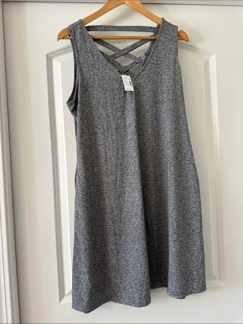 Sleeveless Crisscross Back Knit Dress - Gray